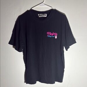 PLAYBOY Black Tee with Pink Accents